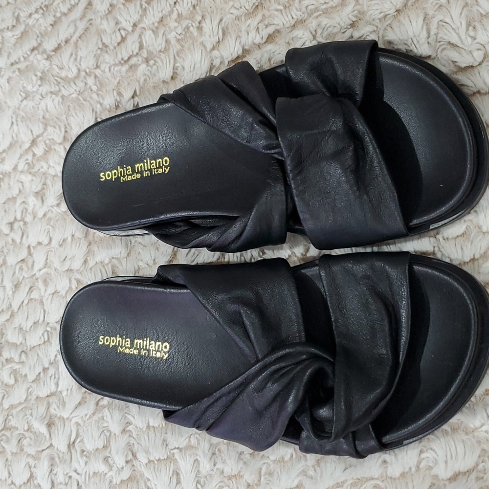 Sophia Milano Women's Sandals, Black Leather size 8